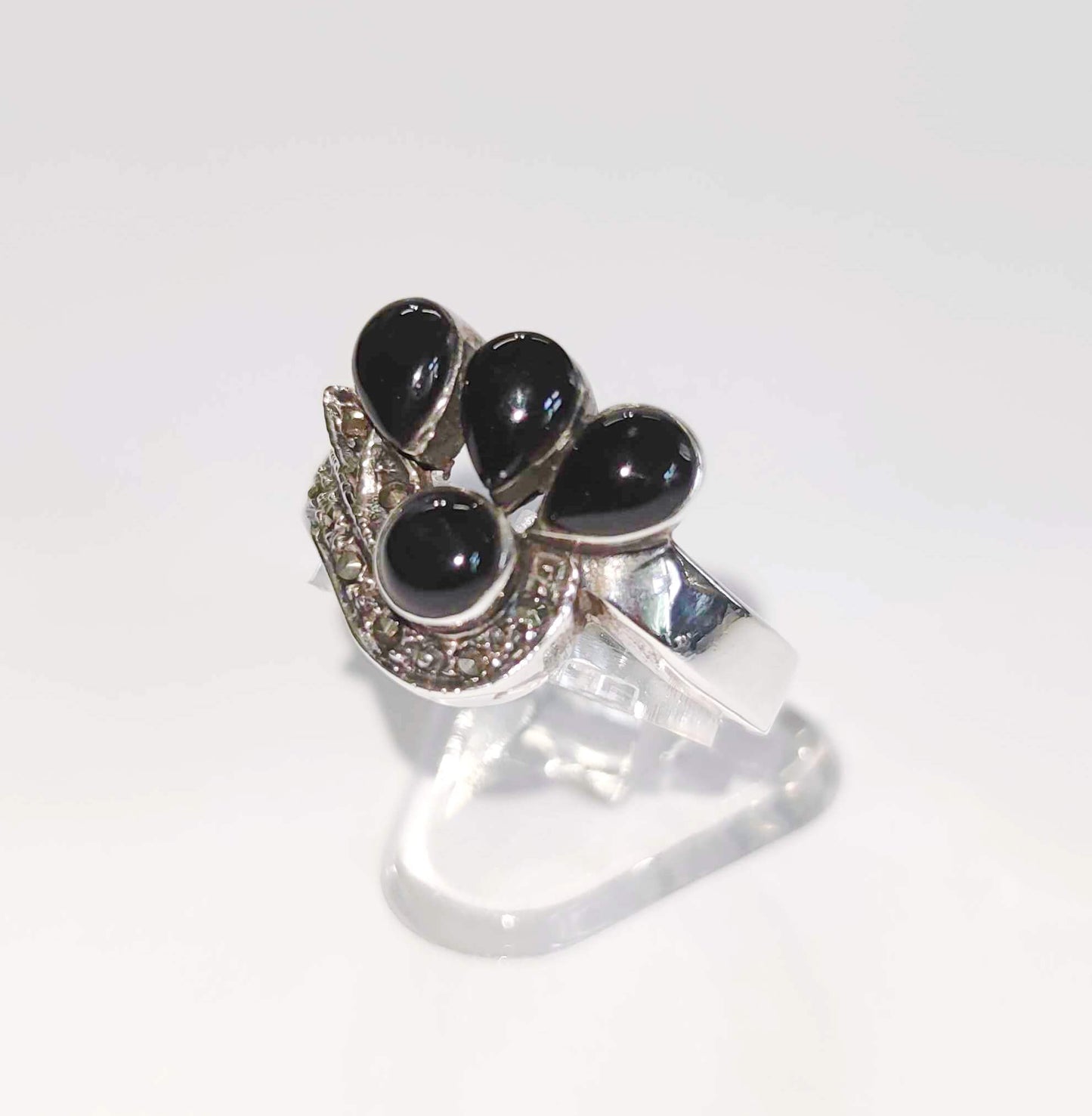 Silver Ring with Onyxes