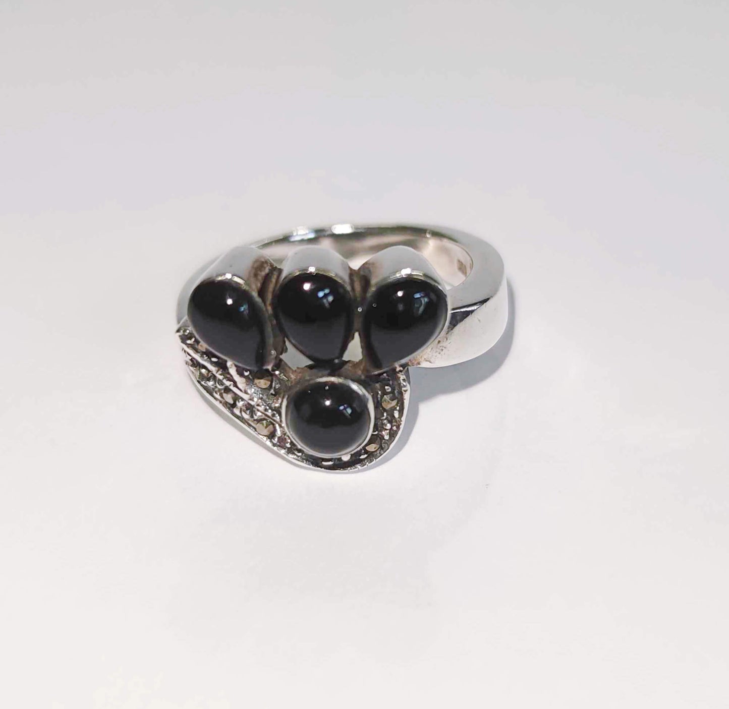 Silver Ring with Onyxes