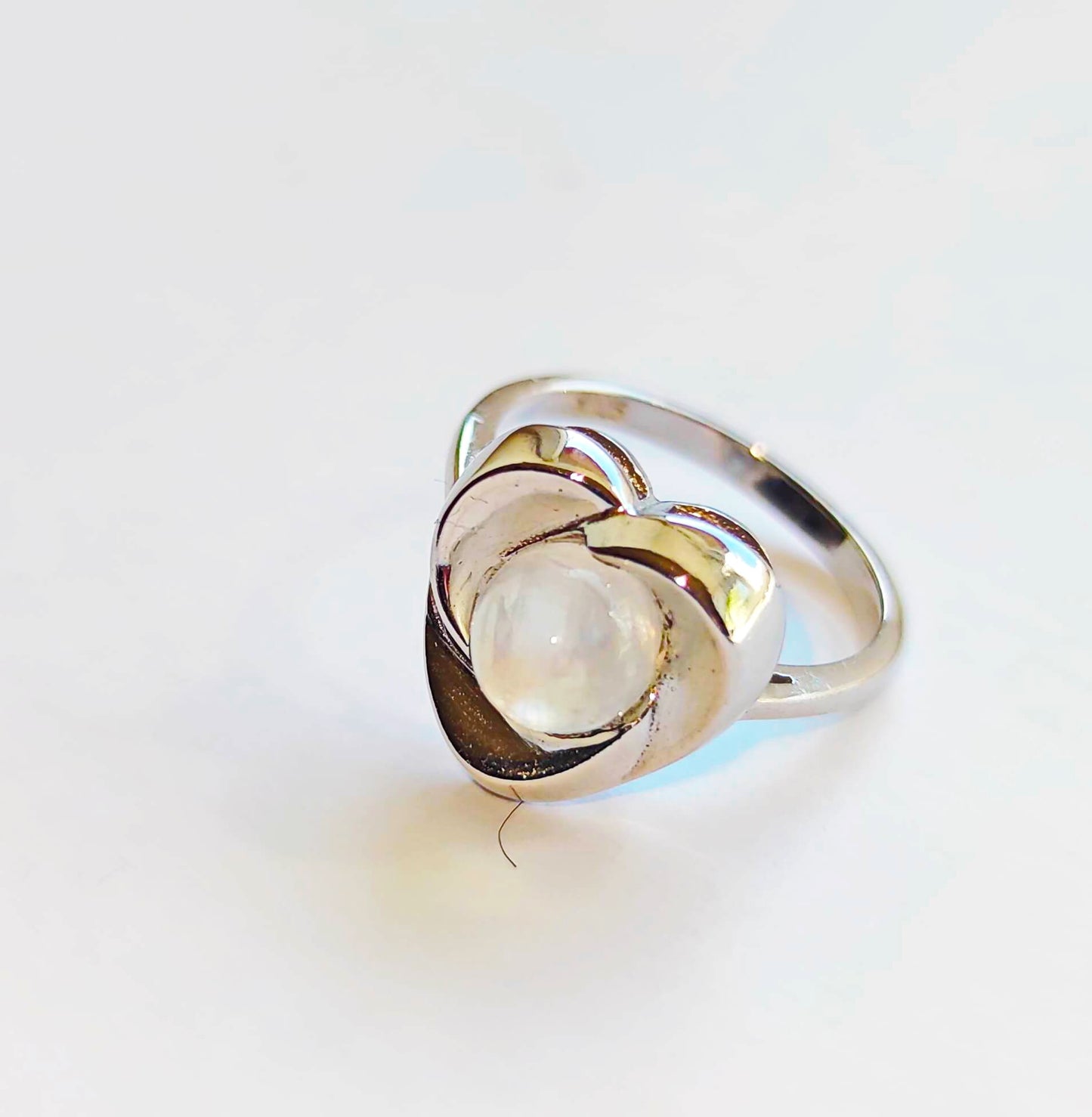 Silver Heart Ring with Moonstone