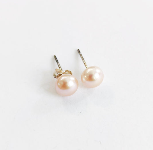 Silver Earrings with Golden Freshwater Pearls