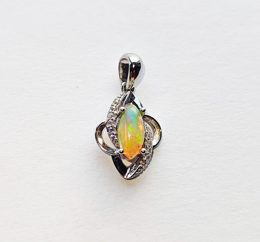 Silver Pendant with Ethiopian Opal and Zircons