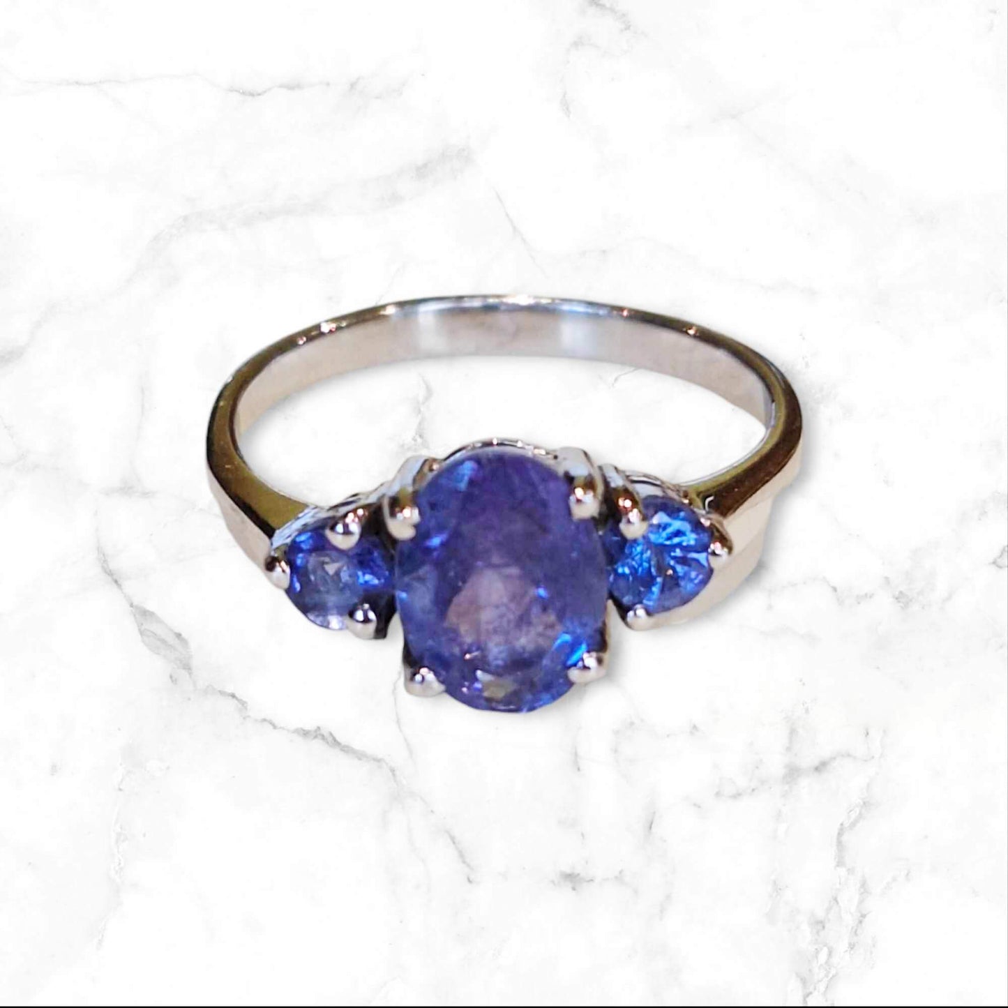 Silver Ring with Tanzanites