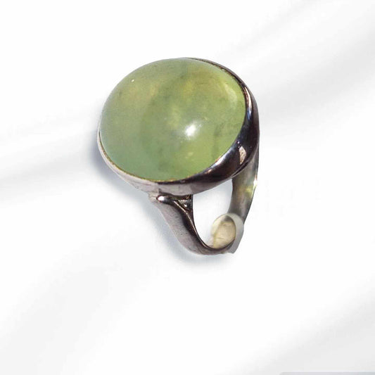 Silver Ring with Prehnite