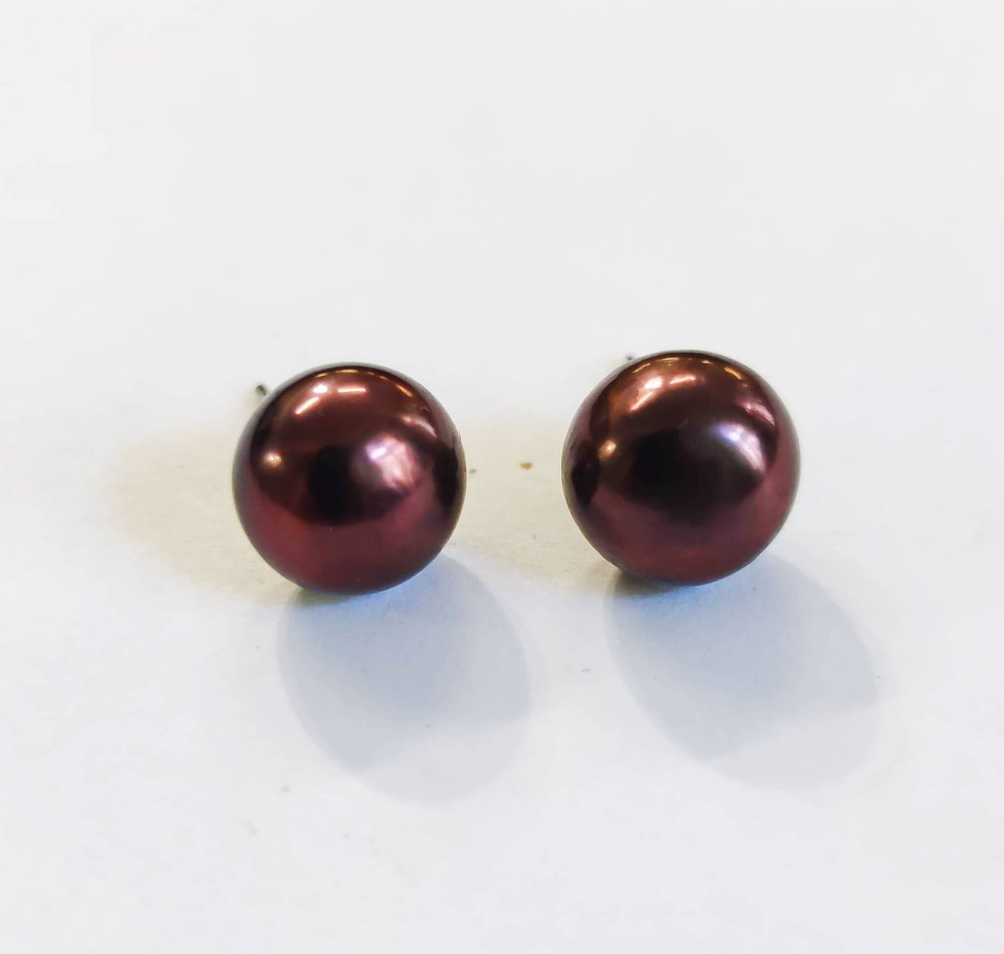 Silver Earrings with Brown Freshwater Pearls