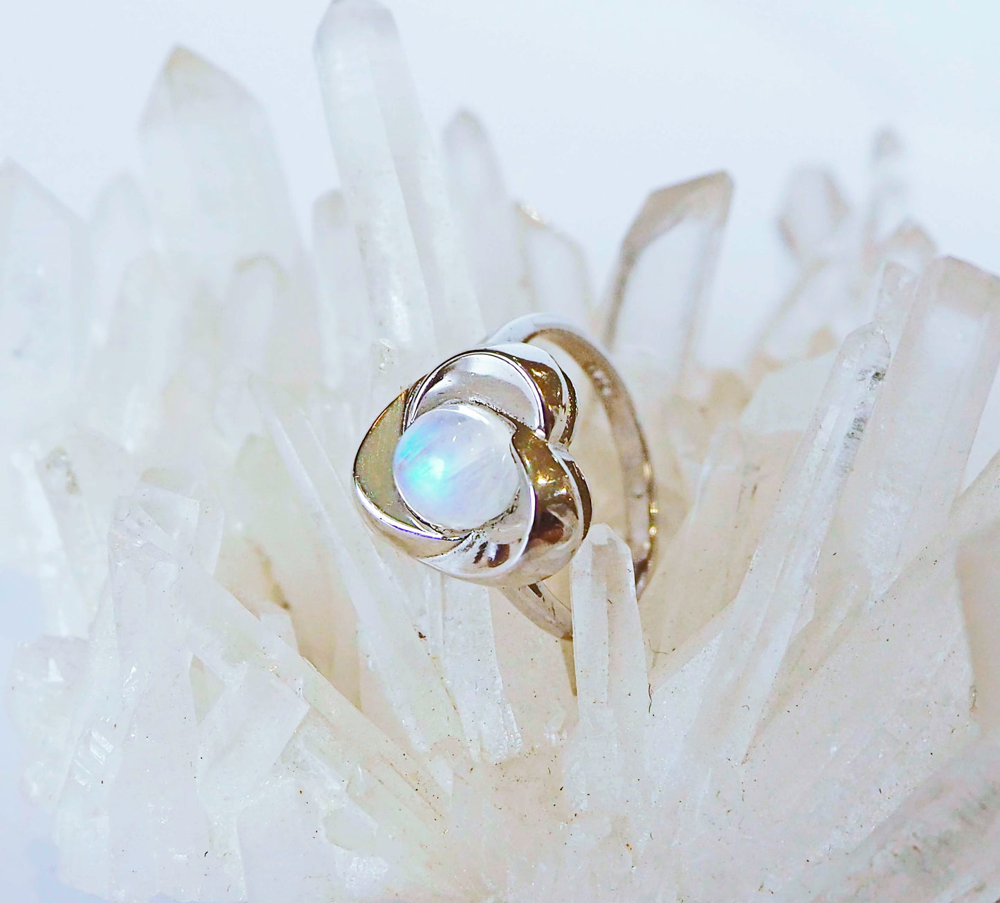 Silver Heart Ring with Moonstone