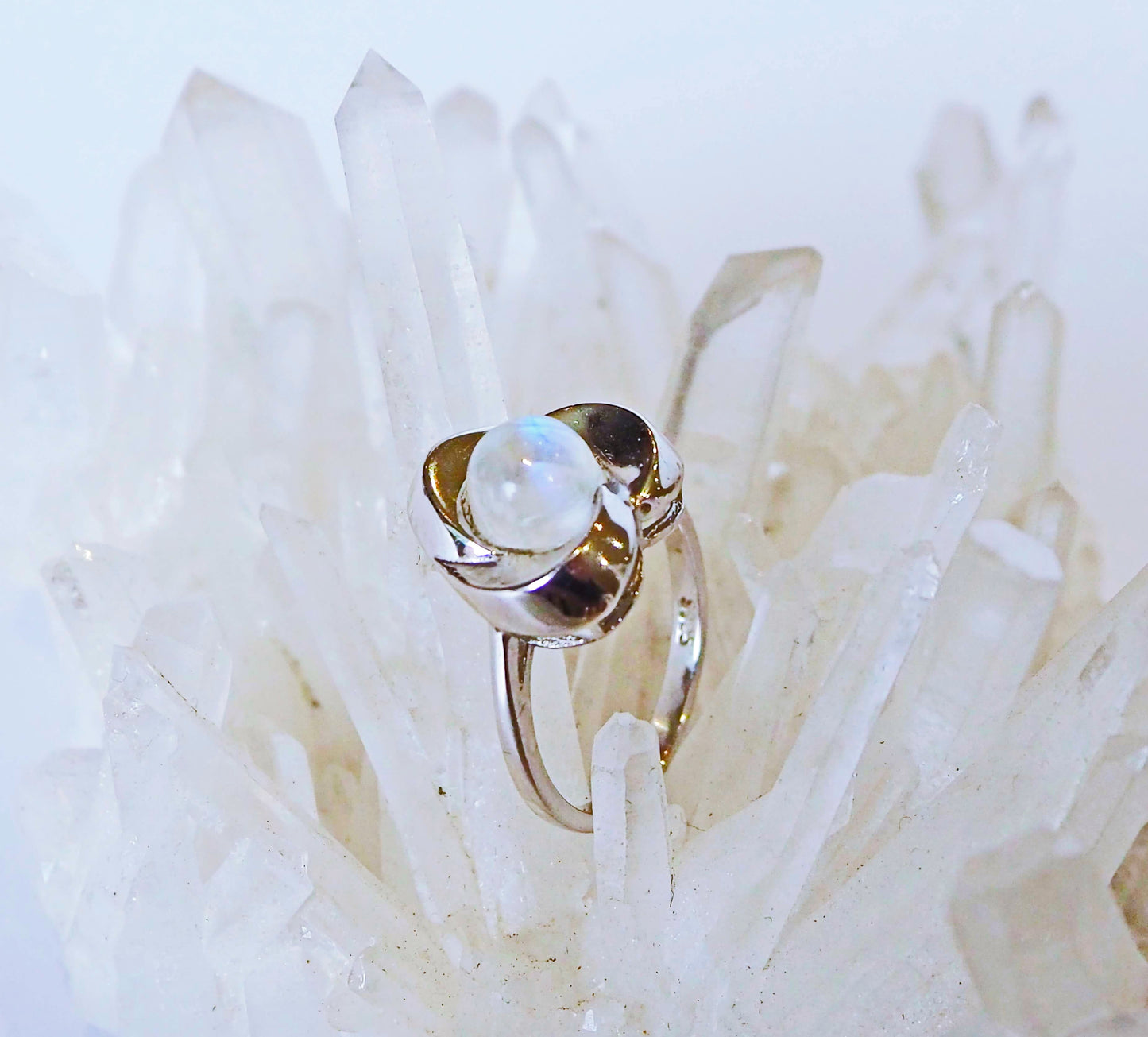 Silver Heart Ring with Moonstone