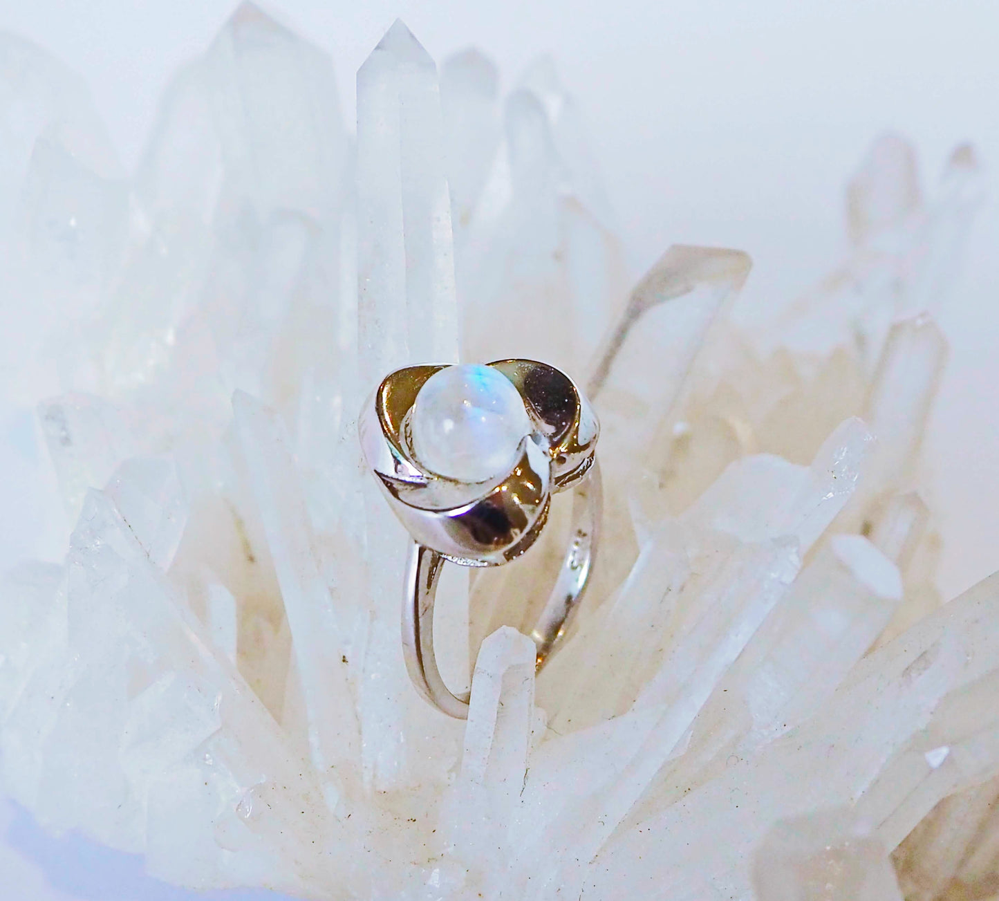 Silver Heart Ring with Moonstone