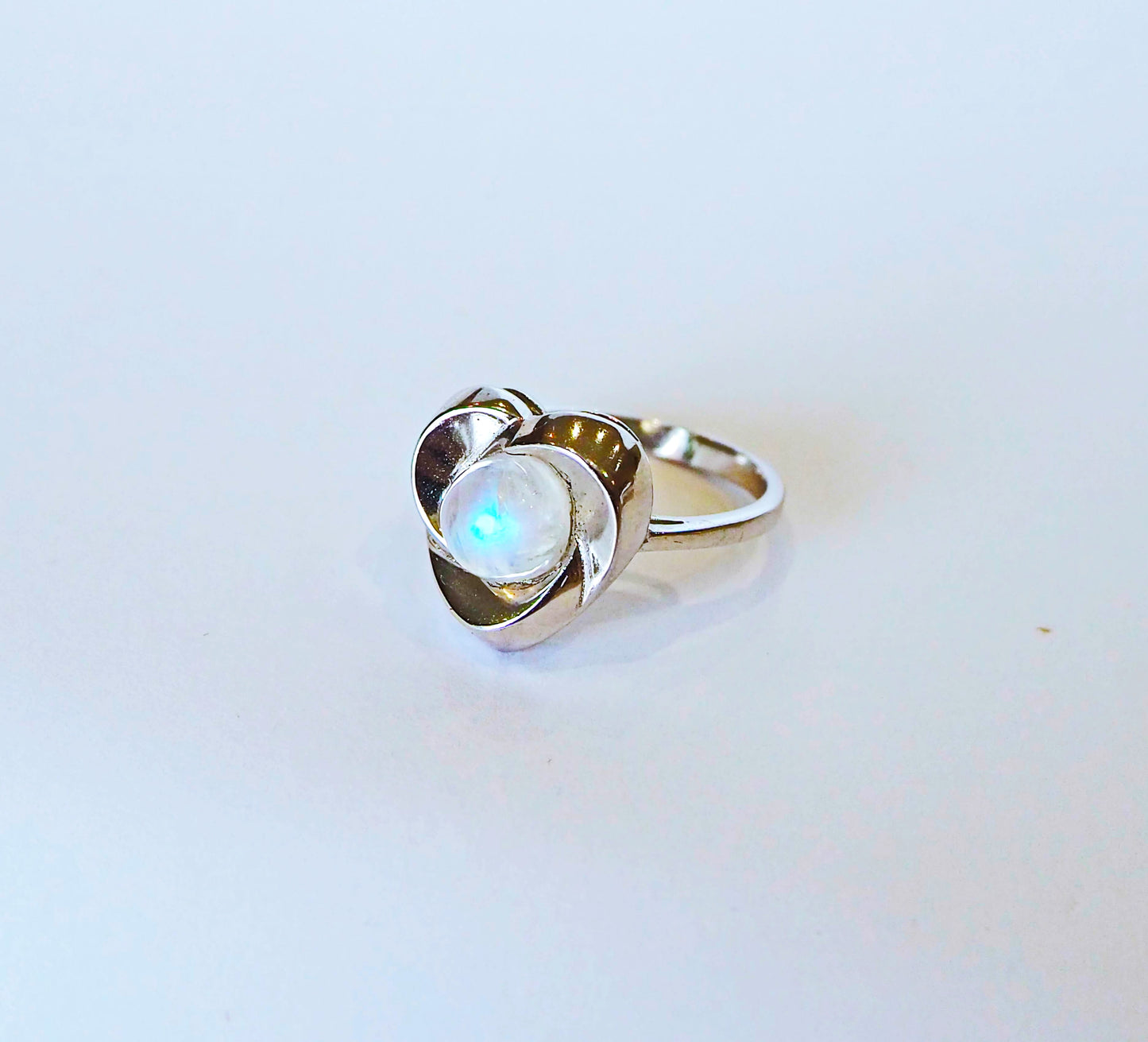 Silver Heart Ring with Moonstone