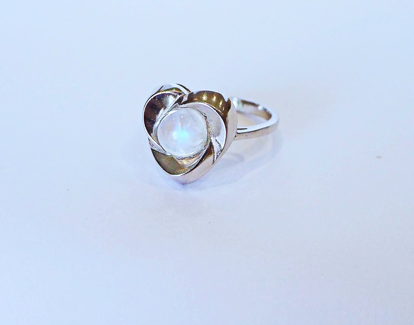 Silver Heart Ring with Moonstone