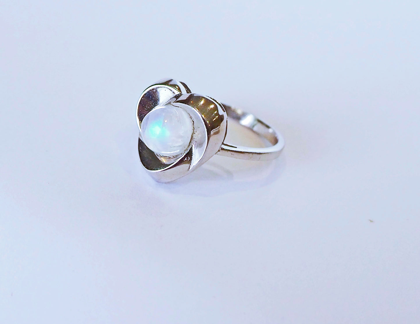 Silver Heart Ring with Moonstone