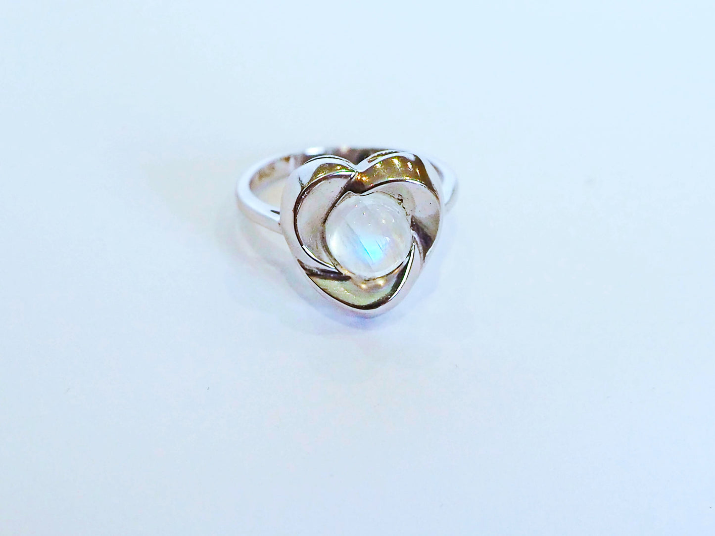 Silver Heart Ring with Moonstone