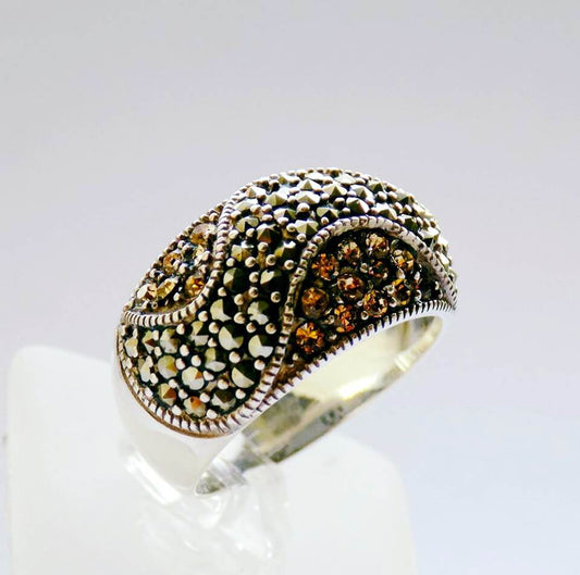 Silver Ring with Yellow Zircons