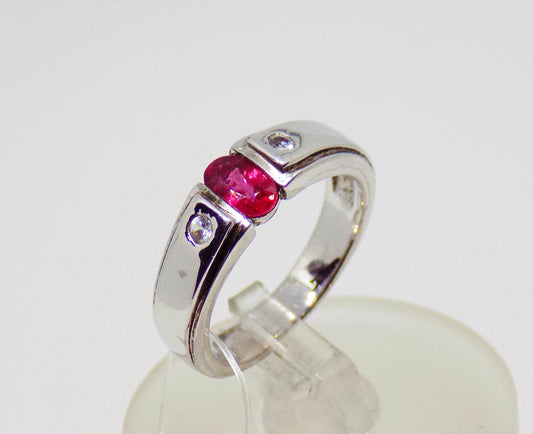 Silver Ring with Ruby and Leuco Sapphires