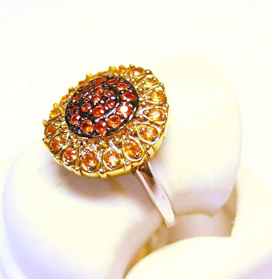 Silver Ring with Yellow and Orange Sapphires