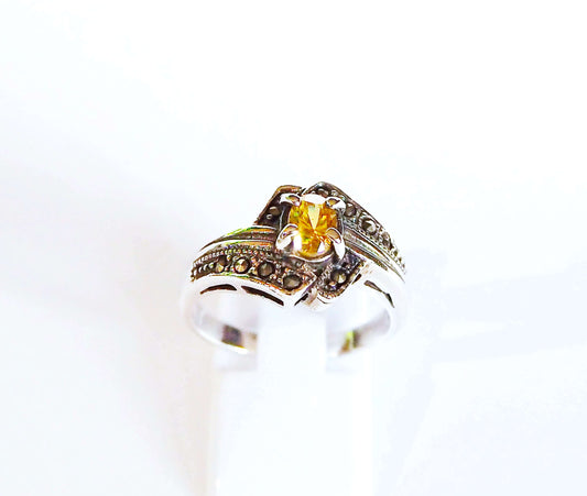 Silver Ring with Yellow Zircon