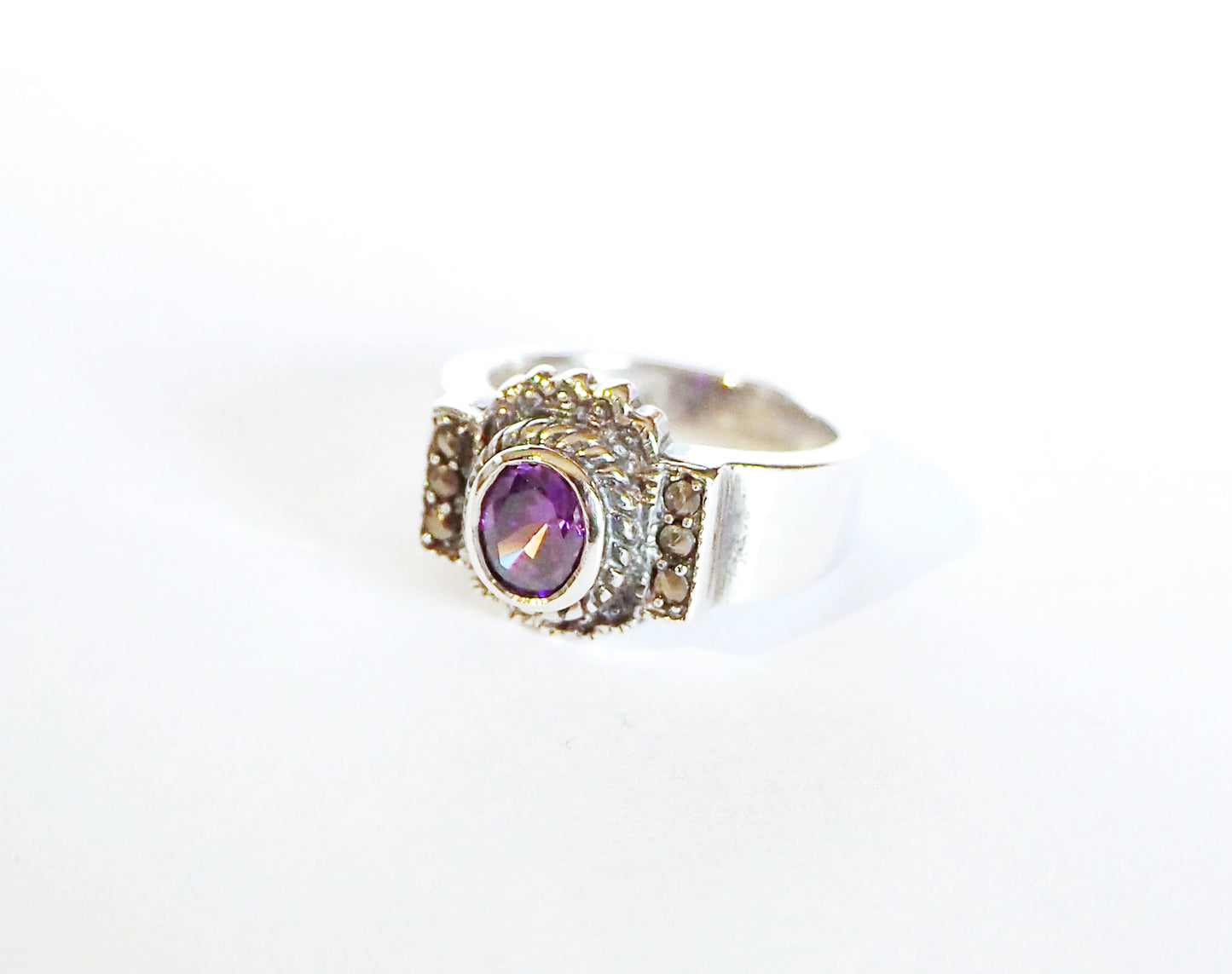 Silver Ring with Purple Zircon