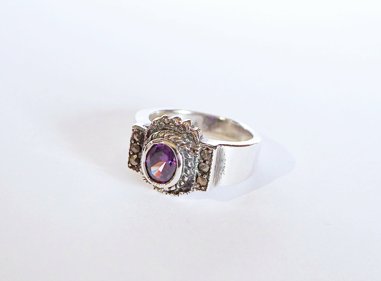 Silver Ring with Purple Zircon