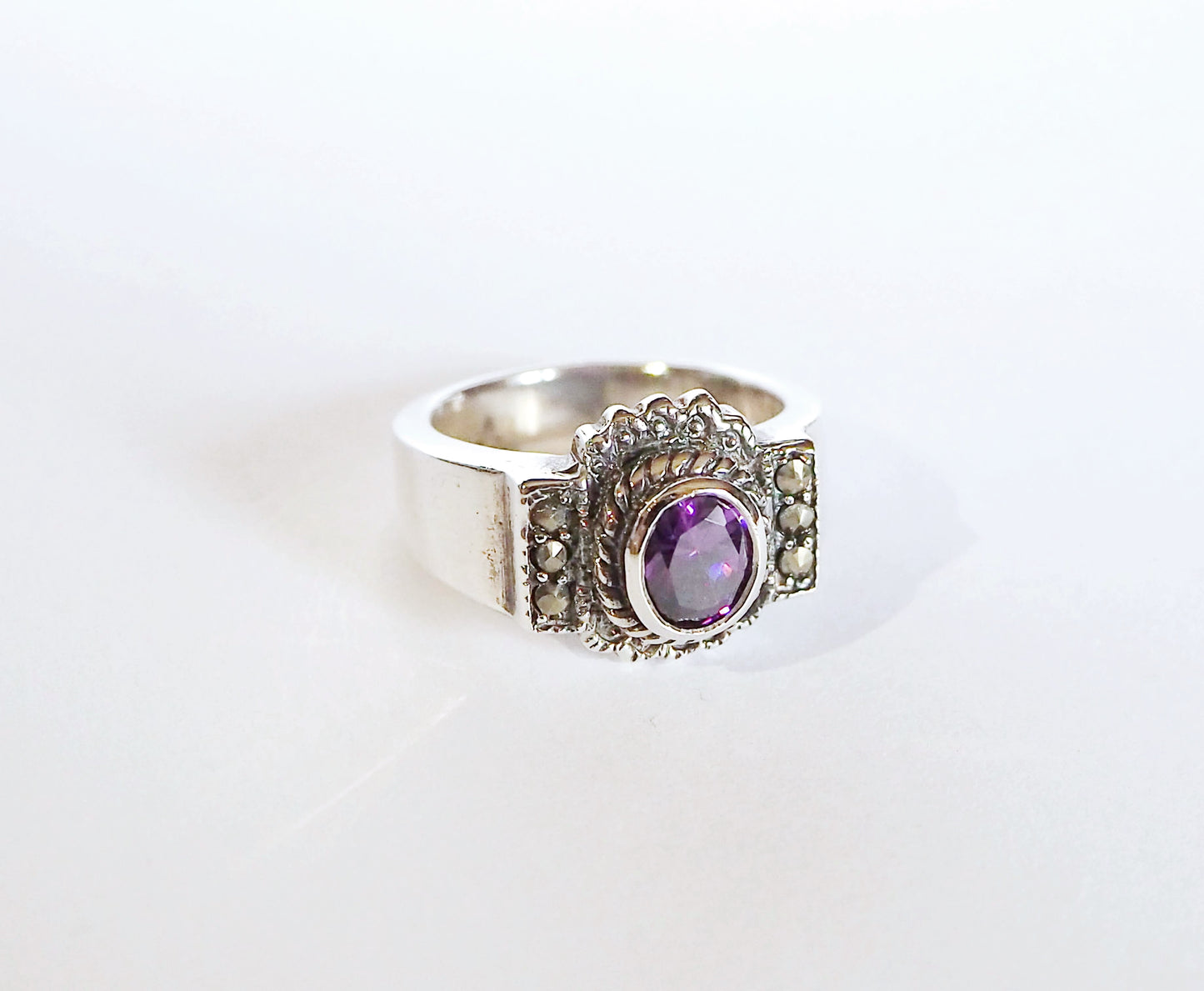 Silver Ring with Purple Zircon