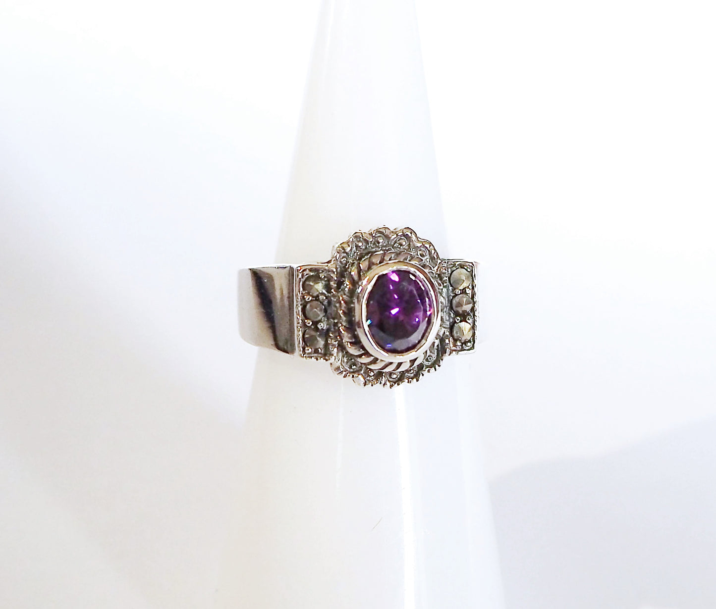 Silver Ring with Purple Zircon