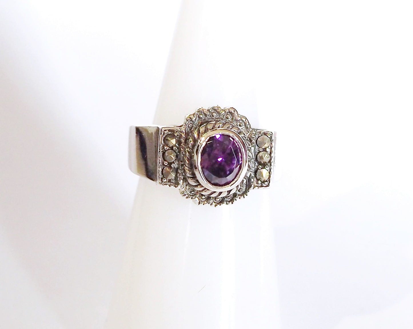 Silver Ring with Purple Zircon