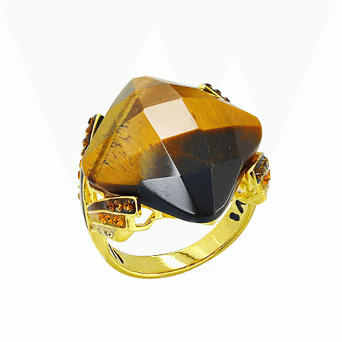 Silver Ring with Tiger's Eye and SWAROVSKI Crystals