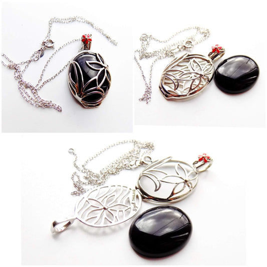 Silver Necklace with Onix