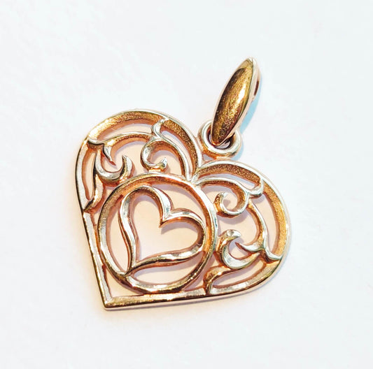 14K Red Gold Heart Pendant