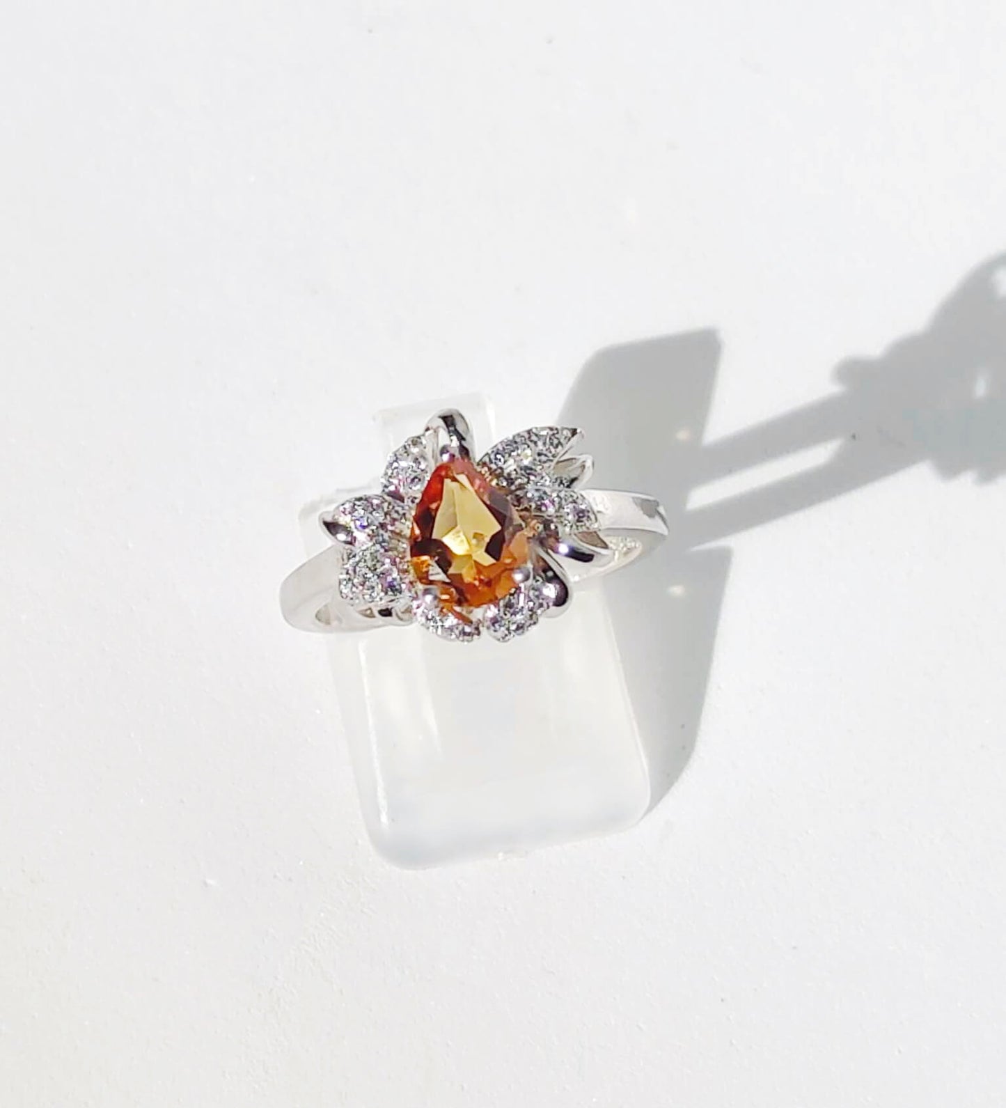 Silver Ring with Citrine and Zircons