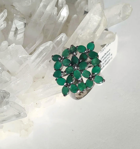 Silver Ring with Emeralds