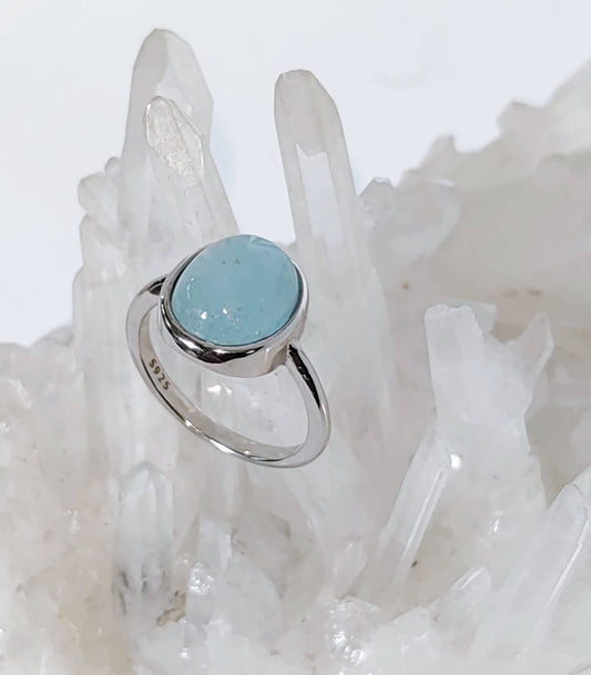 Silver Ring with Aquamarine