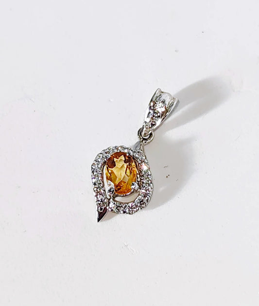 Silver Pendant with Citrine and Zircons