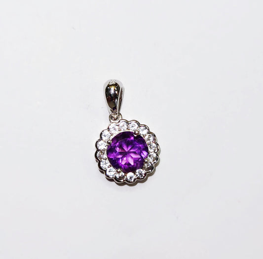 Silver Pendant with Amethyst and Zircons