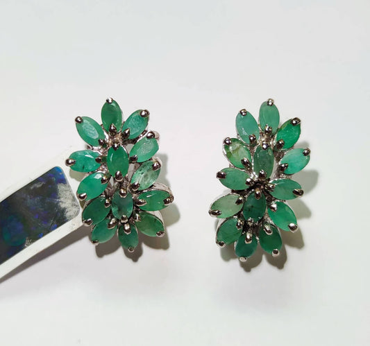 Silver Earrings with Emeralds