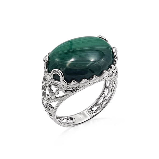 Silver Ring with Malachite