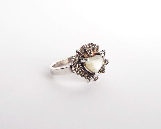 Silver Ring with White Nacre