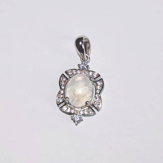 Silver Pendant with Moonstone and Zircons