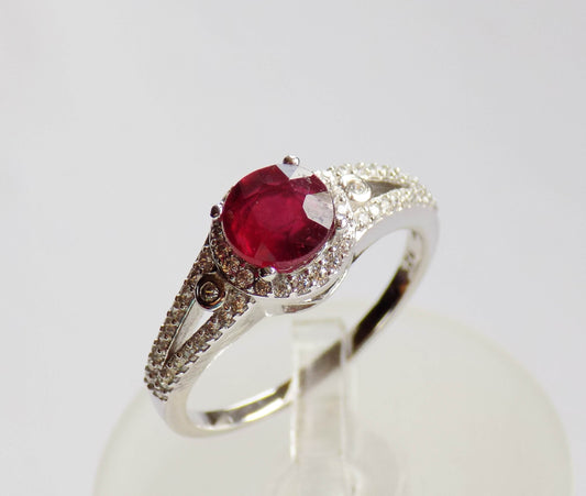 Silver Ring with Ruby and Zircons - AnArt