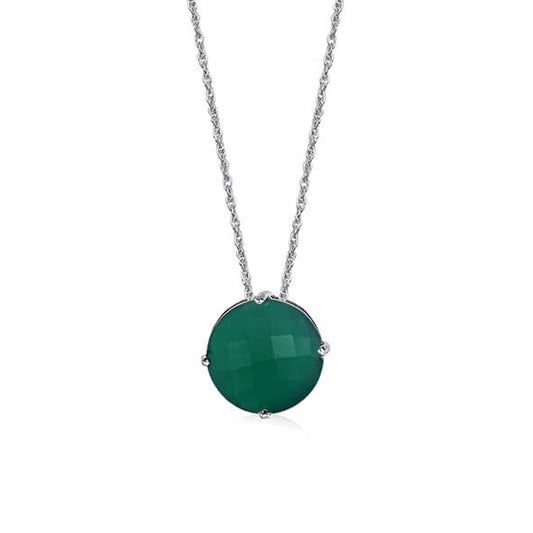 Silver Necklace with Green Onyx