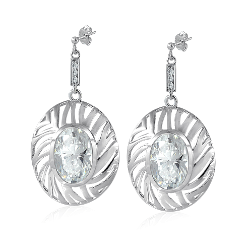 Silver Earrings with Rhinestone - AnArt