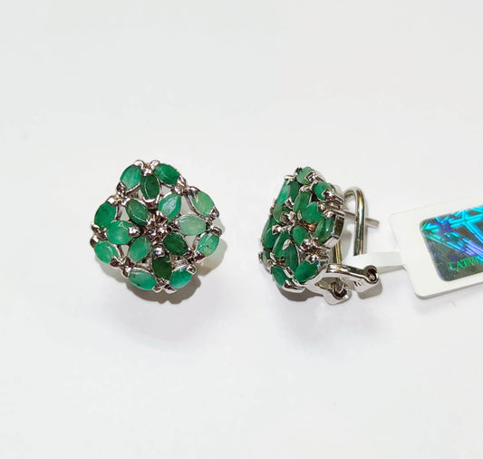 Silver Earrings with Emeralds