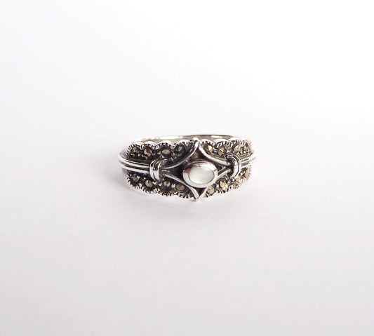 Silver Ring with White Nacre