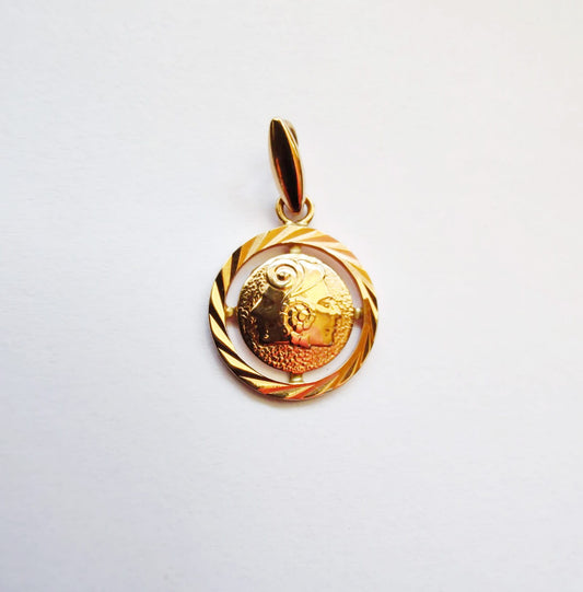 14K Red Gold Aries Zodiac Pendant