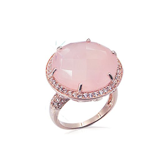 Silver Ring with Rose Quartz and White Topazes - AnArt