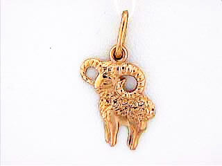 14K Red Gold Aries Zodiac Pendant