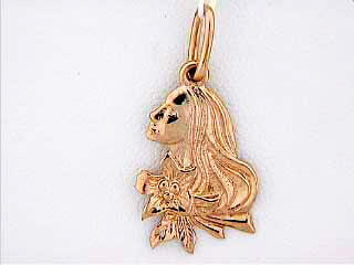 14K Red Gold Virgo Zodiac Pendant