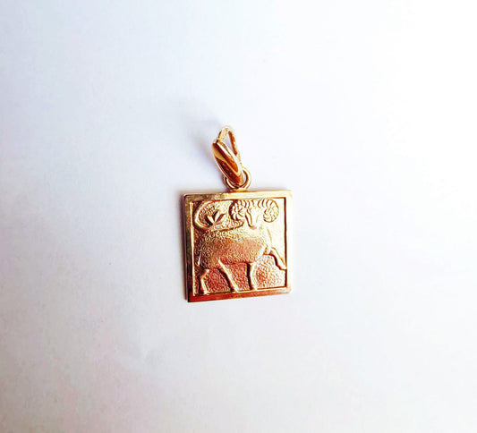 14K Red Gold Aries Zodiac Pendant