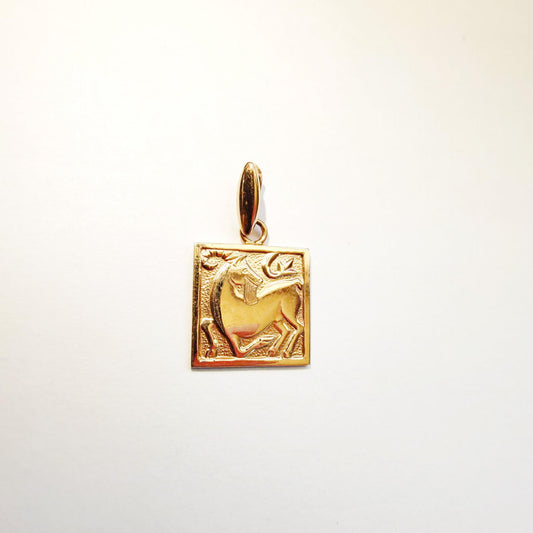 14K Red Gold Capricorn Zodiac Pendant