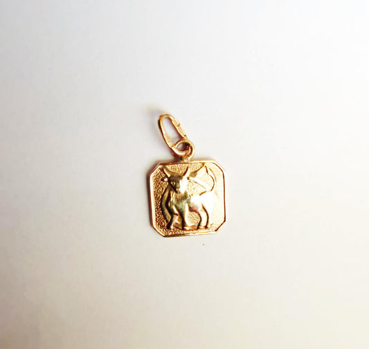 14K Red Gold Taurus Zodiac Pendant