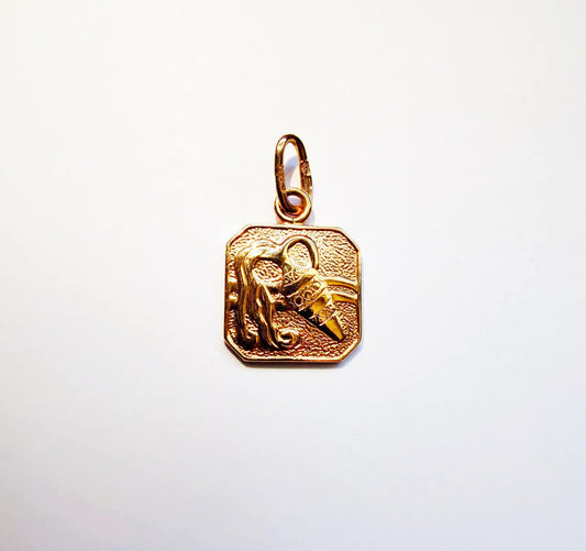 14K Red Gold Aquarius Zodiac Pendant