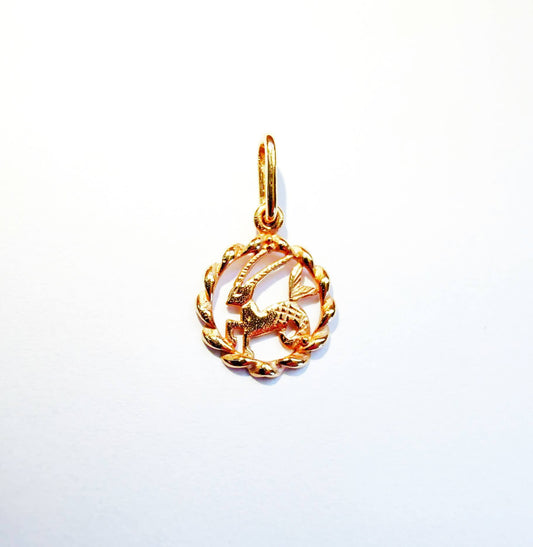 14K Red Gold Capricorn Zodiac Pendant